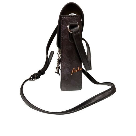 DKNY w/ Charm Small Crossbody Bag Graffiti Design Black Cleo Phone - Picture 2 of 7